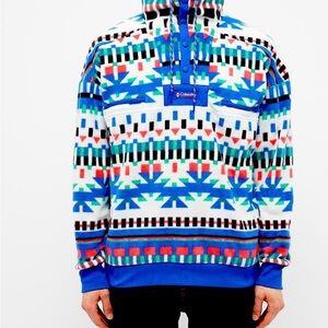 Columbia Powder Keg Fleece Pullover White Print Lapis Blue AM2206 Men’s